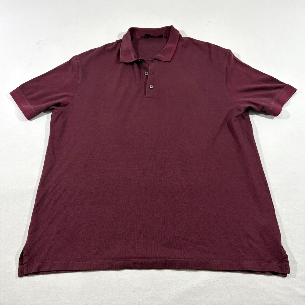 Ermenegildo Zegna Mens Red Short Sleeve Silk Cotton Quiet Luxury Polo Shirt XL